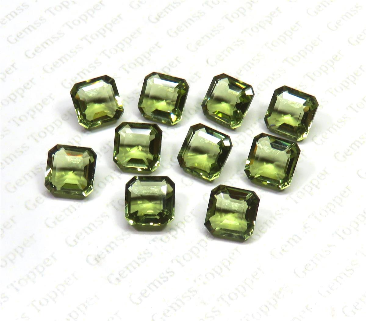 Moldavite 10x10 mm Asscher Cut 